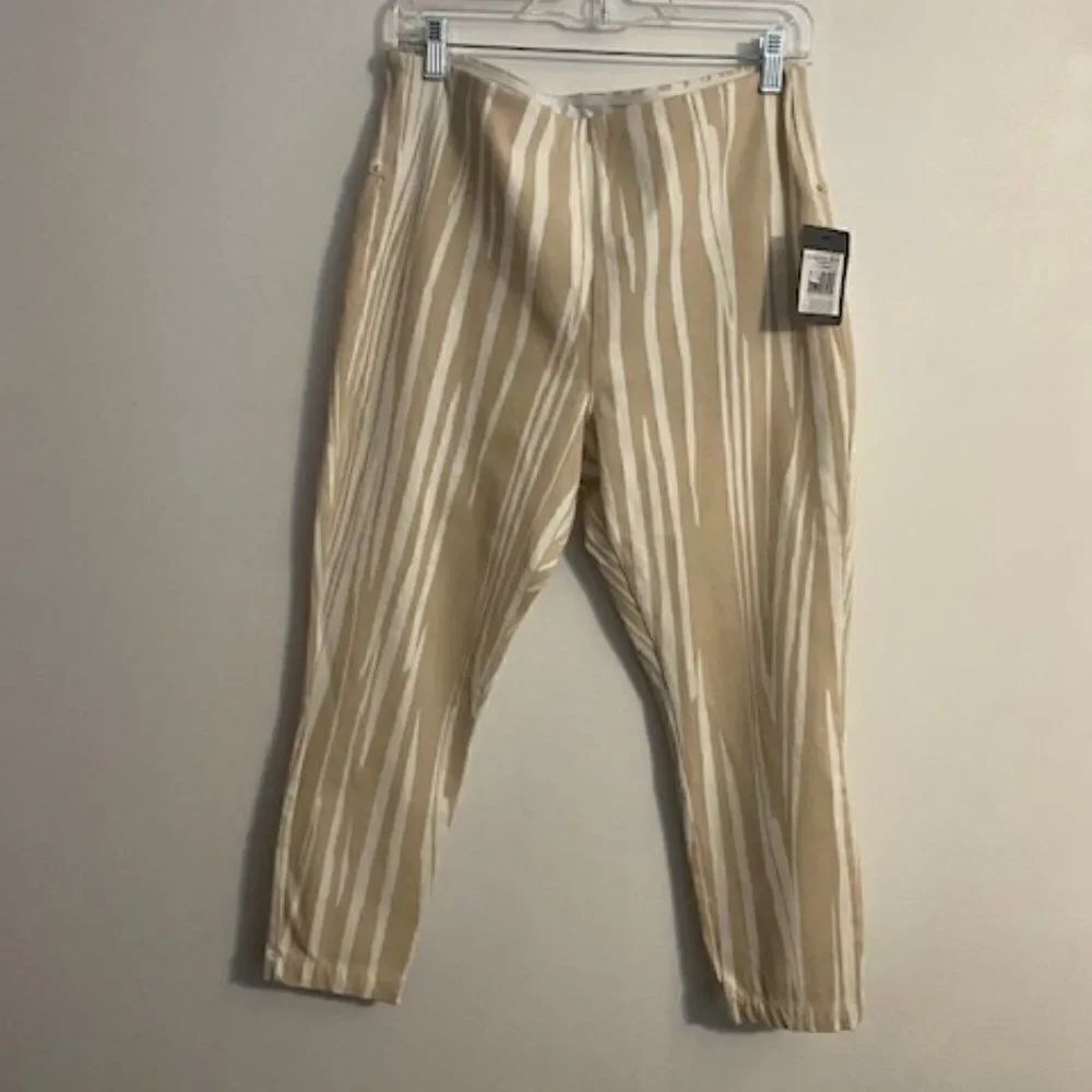 Lysse Shadow/Rome Tan/Cream Stretch coated denim ankle pants, size XL